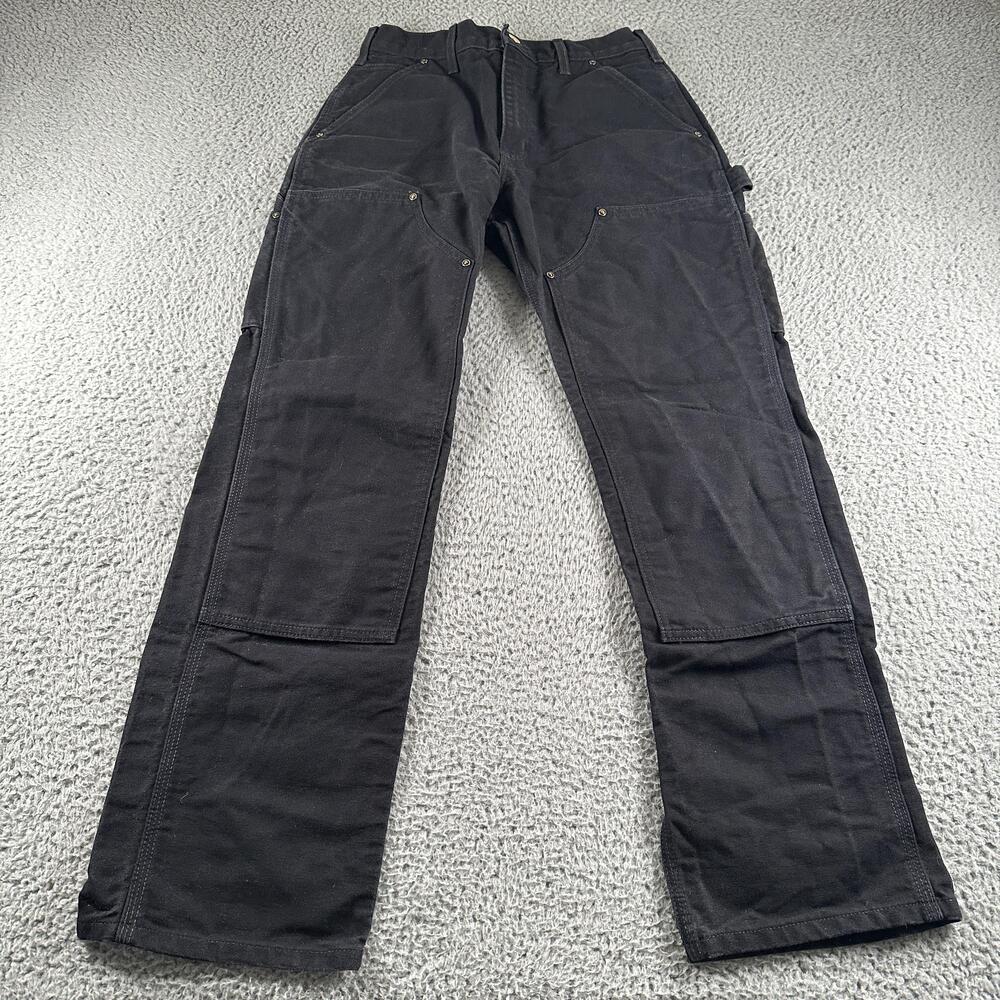 Vtg Carhartt Carpenter Pants Mens 29x30 Black Canvas USA Union B01 Double Knee
